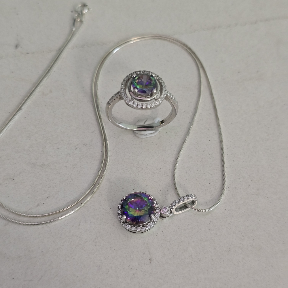 Elegant Silver and Purple Jewelry Set